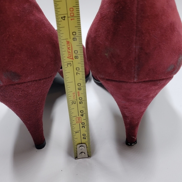 Vintage Vittorio Ricci Suede Closed Toe Pumps Size 5.5 Red Wine Colour - Picture 11 of 16